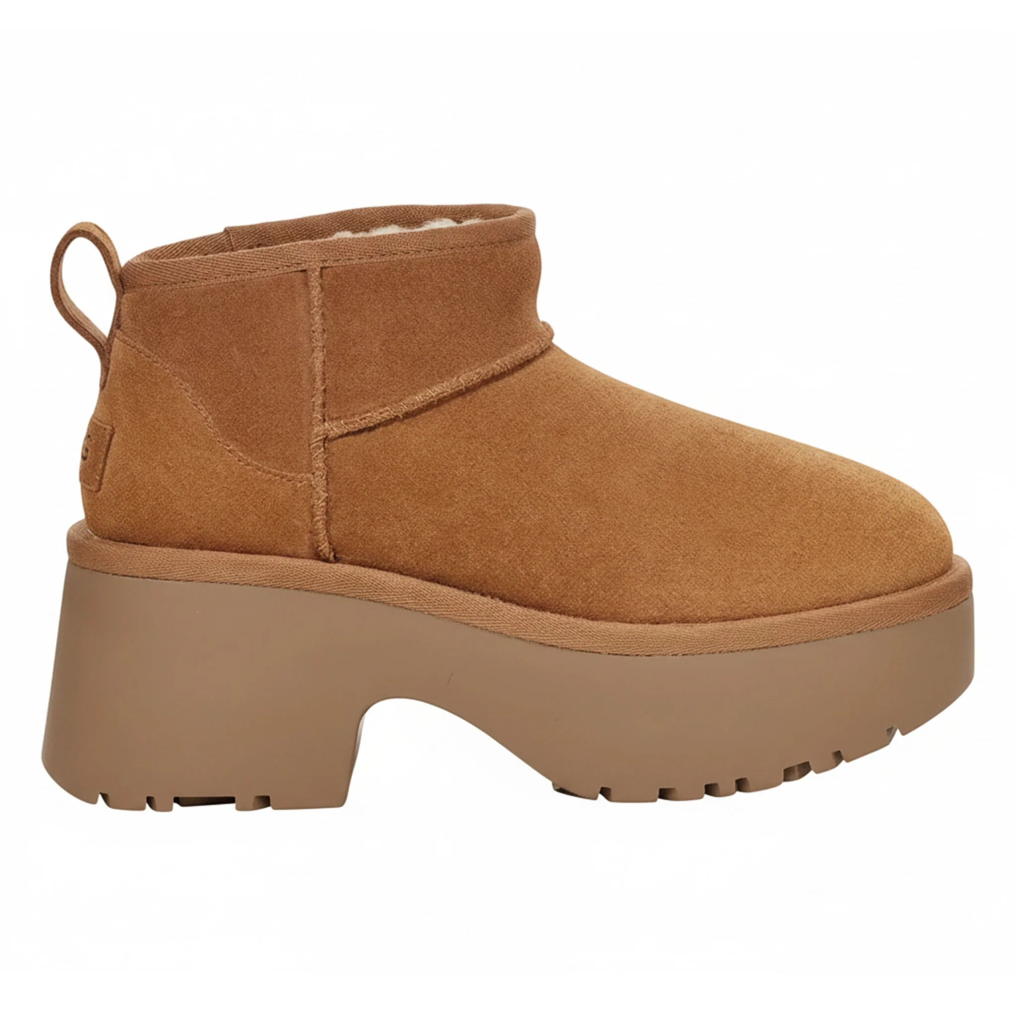 Exclusive UGG Women's Classic Ultra Mini New Heights Boot 'Chestnut' Boots Excellent