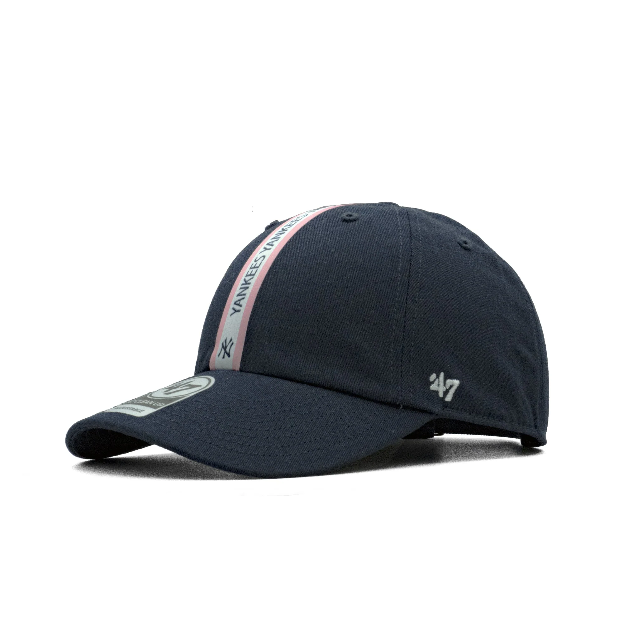 Proven 47 Brand Men's Ny Yankees Triple Stripe Clean Up Strapback Navy Pink White Convenient