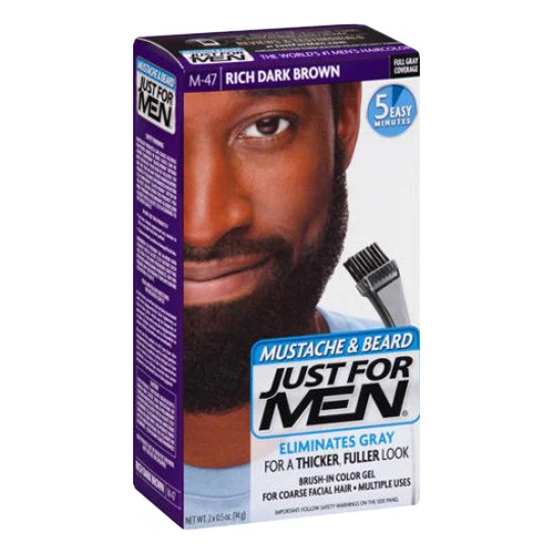 High-Performance Just For Men Mustache And Beard Brush In Hair Color M-47 Rich Dark Brown 1 Kit Stylish