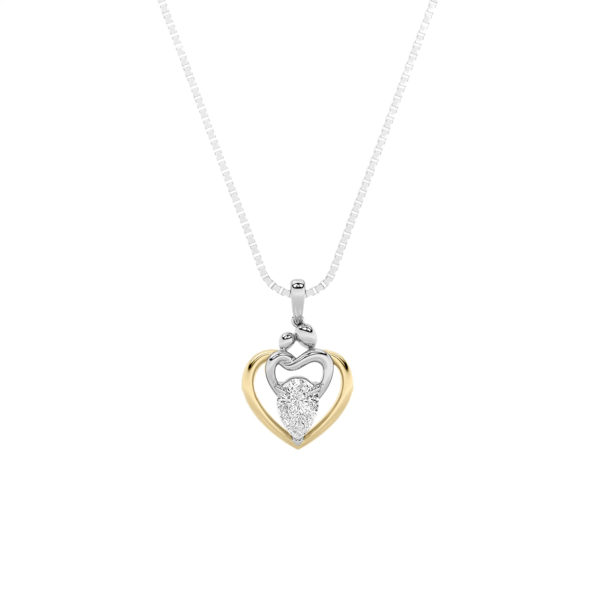 Advanced 1.5ct Pear Shaped Lab Grown Diamond F Heart Shaped Pendant in 14K Yellow Gold White Gold Functional