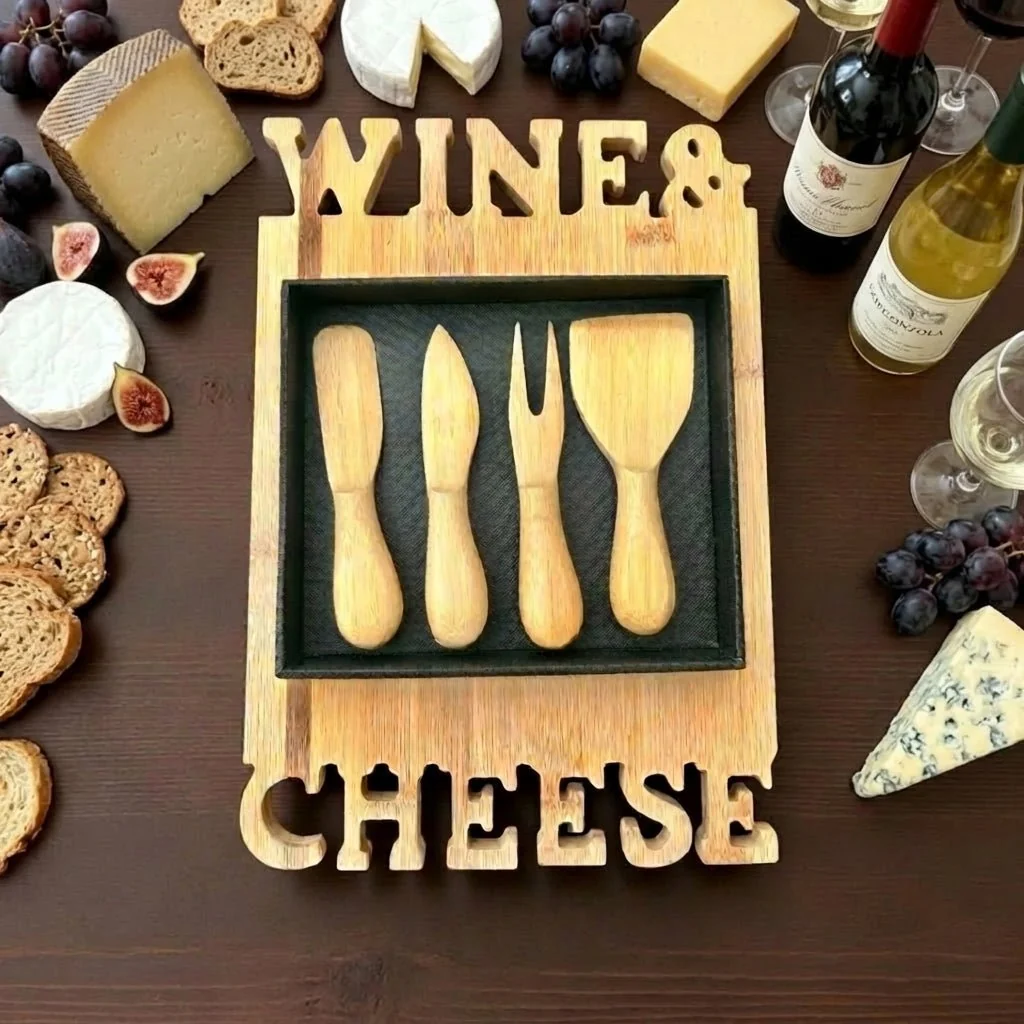 Advanced Bamboo Wine Cheese Board Set Flexible