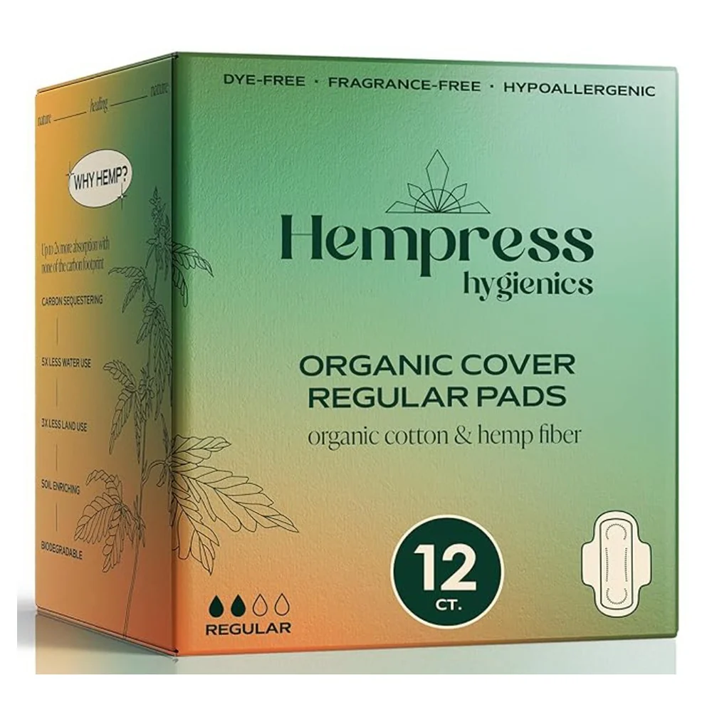 Functional Hempress Hygienics Hemp Day Pads for Comfortable Menstrual Protection 12Ea Reliable