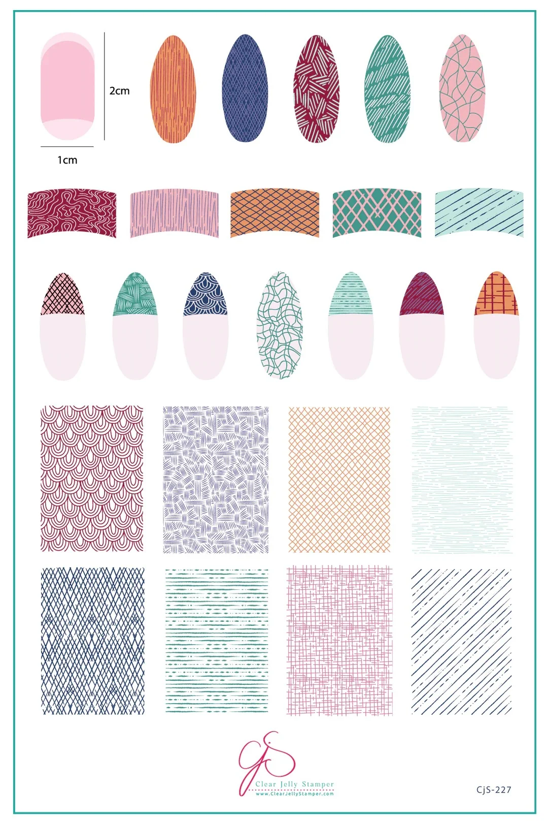 Healthy French-Textile - Collection 1 CjS-227 Steel Nail Art Stamping Plate Green