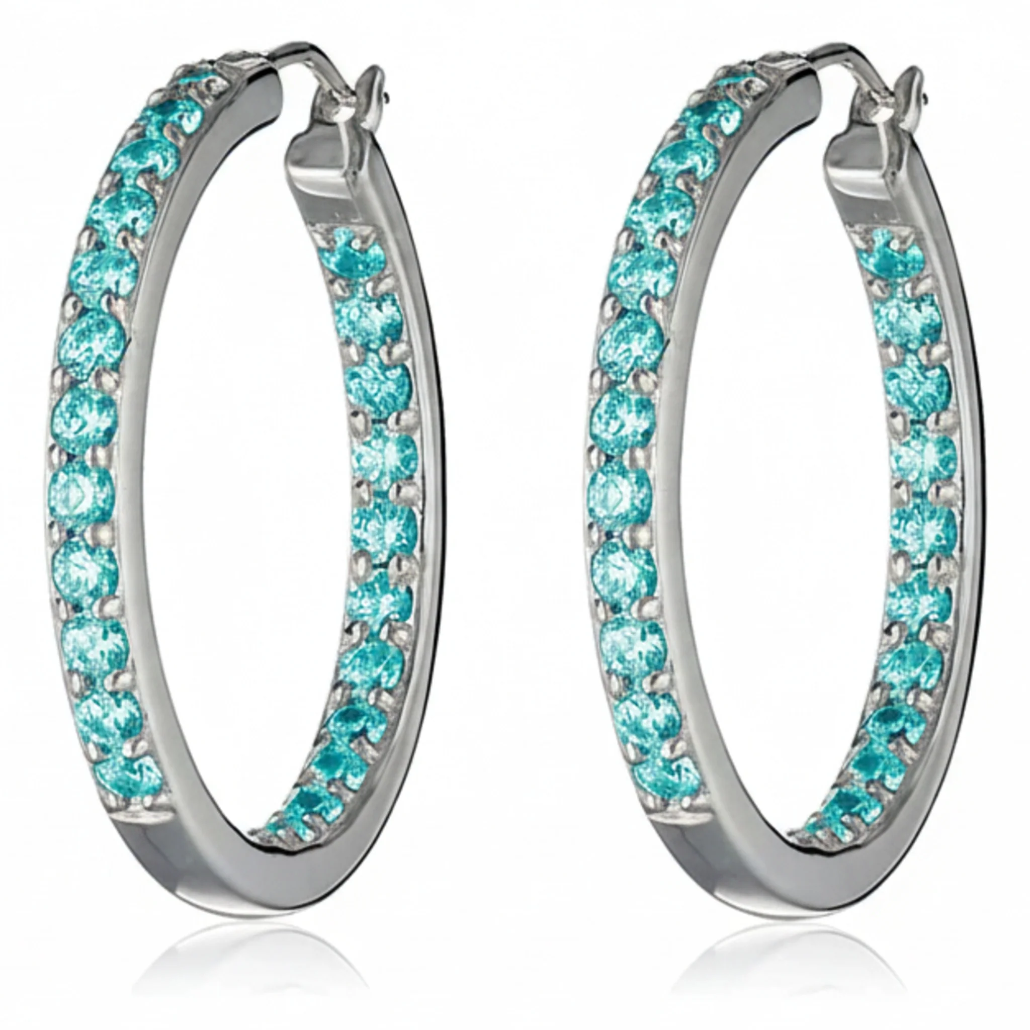Solid Crystal Double Side Hoop Crystal Earrings made with Swaroki Crystals ‚ 0.95 Inch Diameter Natural