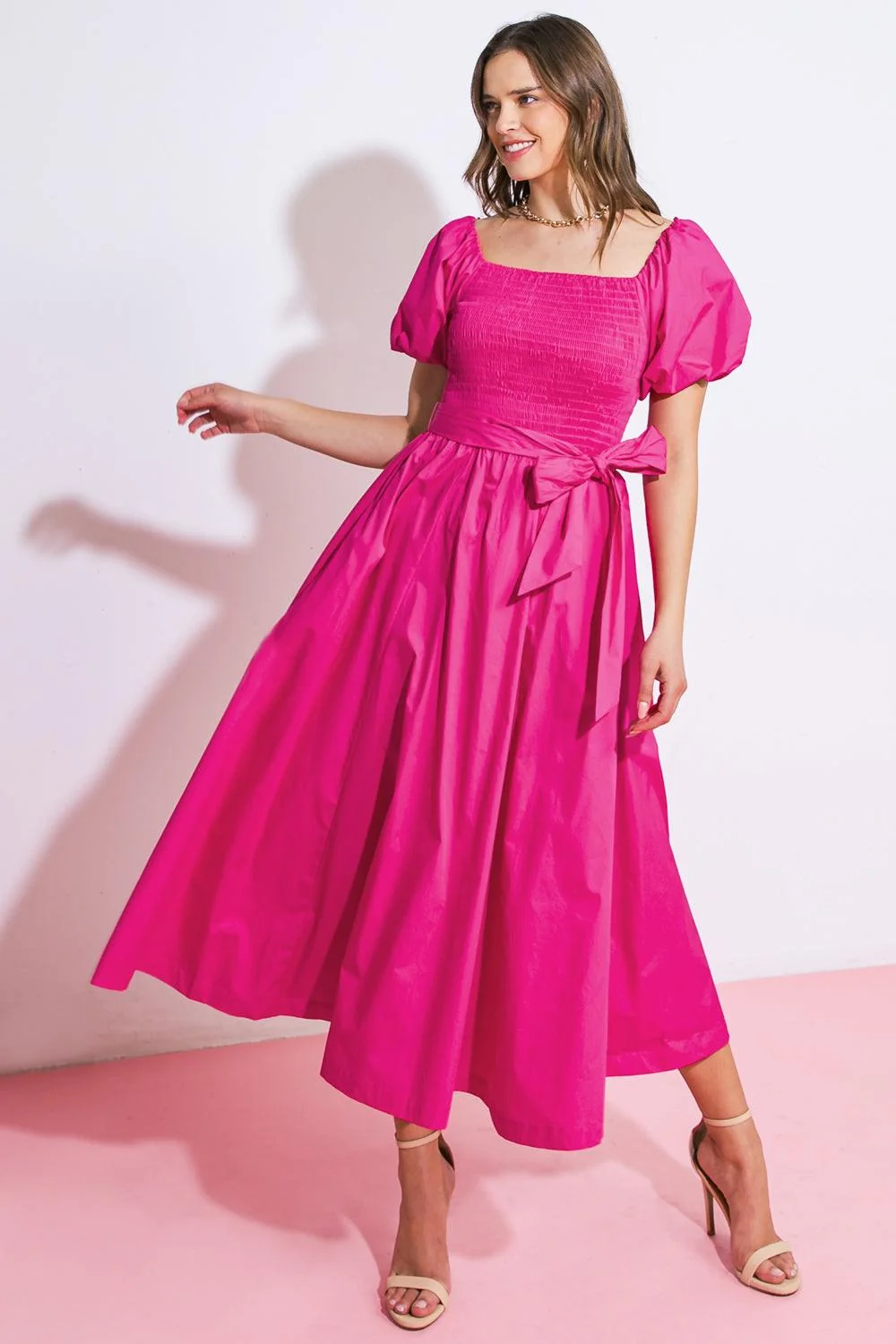 Smart A Peaceful Place Woven Midi Dress Solid