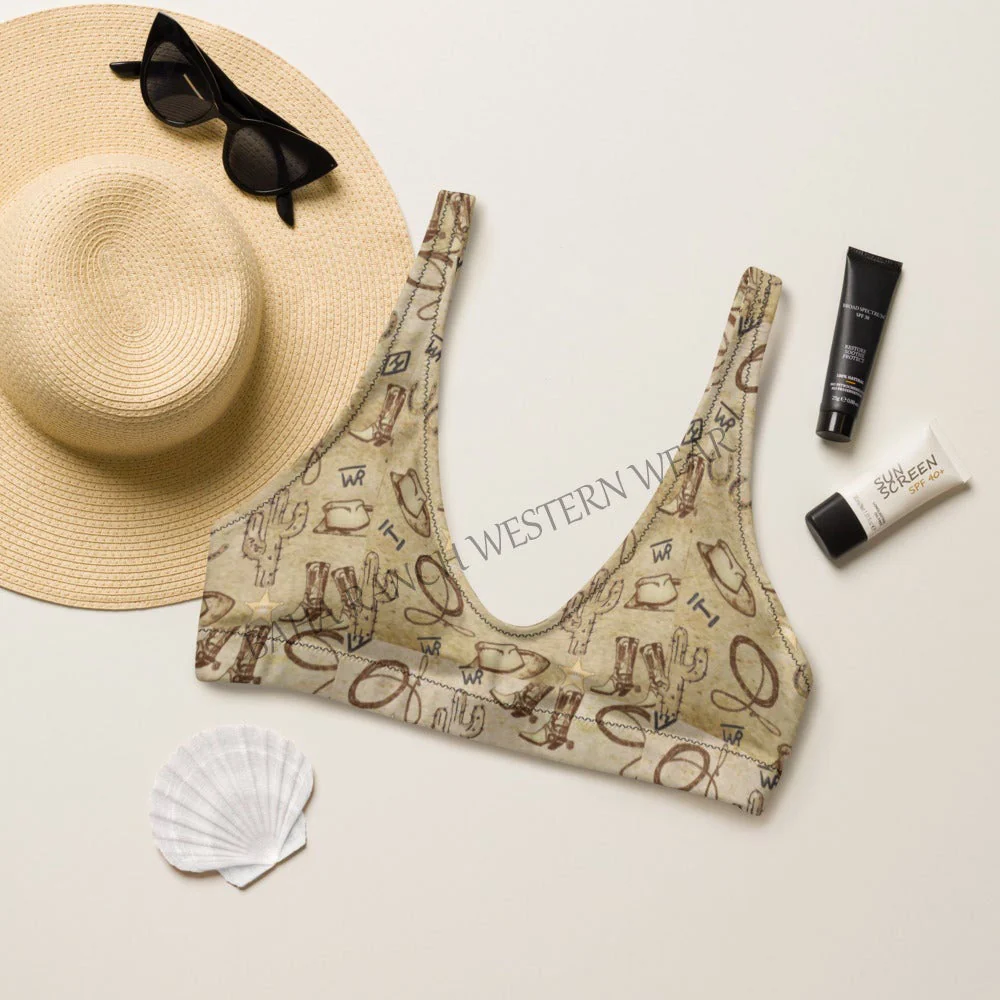 Smooth Baha Ranch Yeehaw Vintage Western Bikini Top Enhanced