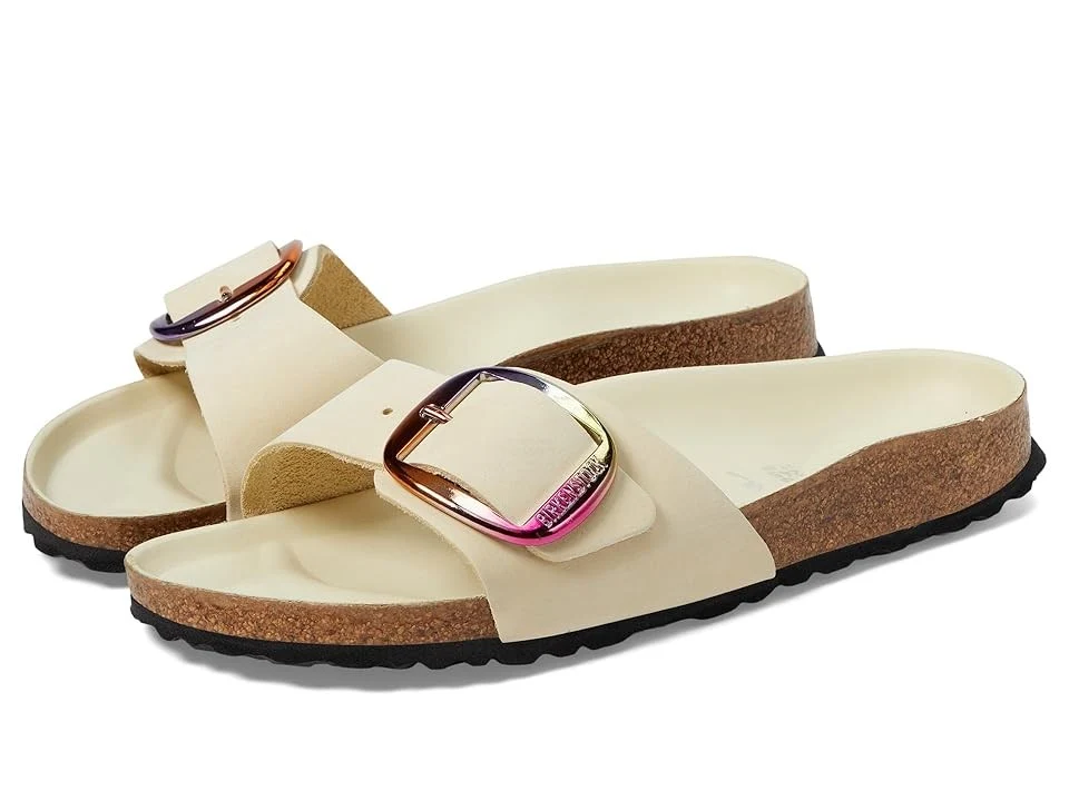 Long-Lasting Birkenstock Unisex Madrid Big Buckle Natural Leather Patent Ecru Functional