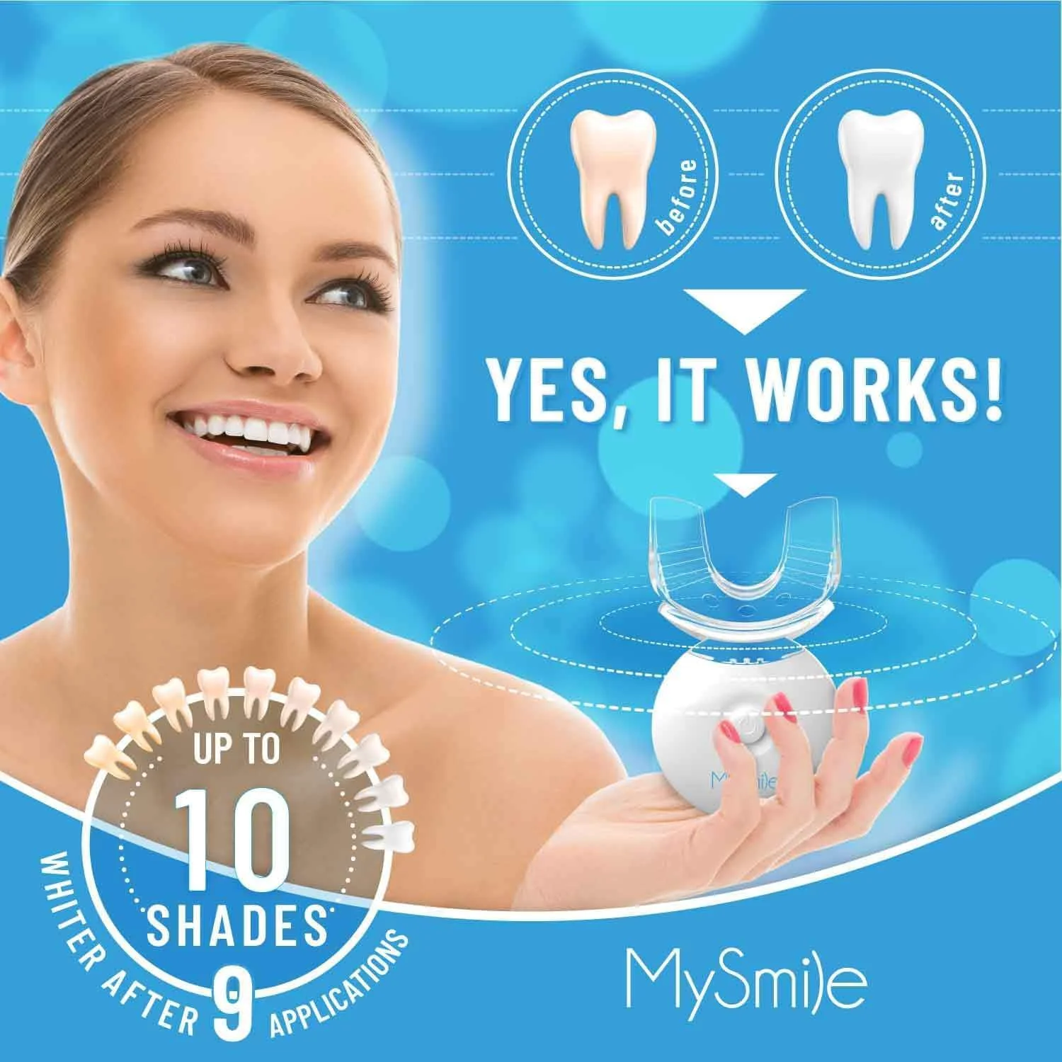 Modern MySmile Teeth 10 Min Whitening Kit with LED Light Non-Sensitive Prestigious
