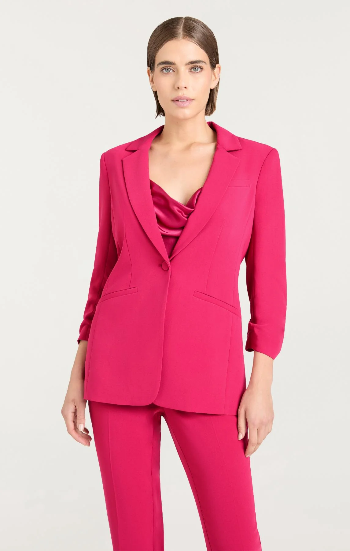 Pure Cinq à Sept Crepe Khloe Blazer in Pink Garnet Responsible