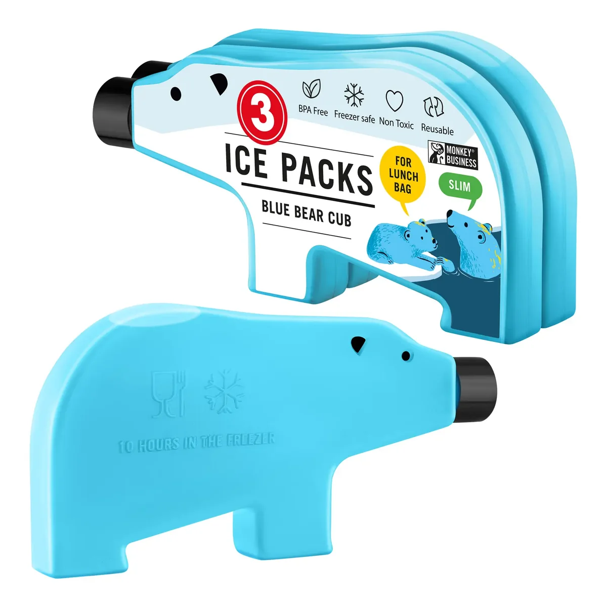 Convenient Ice Pack Set Blue Bear Cub Minimalist