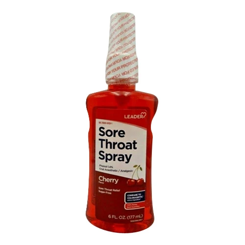 Carefully Designed Leader Sore Throat Spray Oral Anesthetic or Analgesic Cherry 6 Oz Elegant