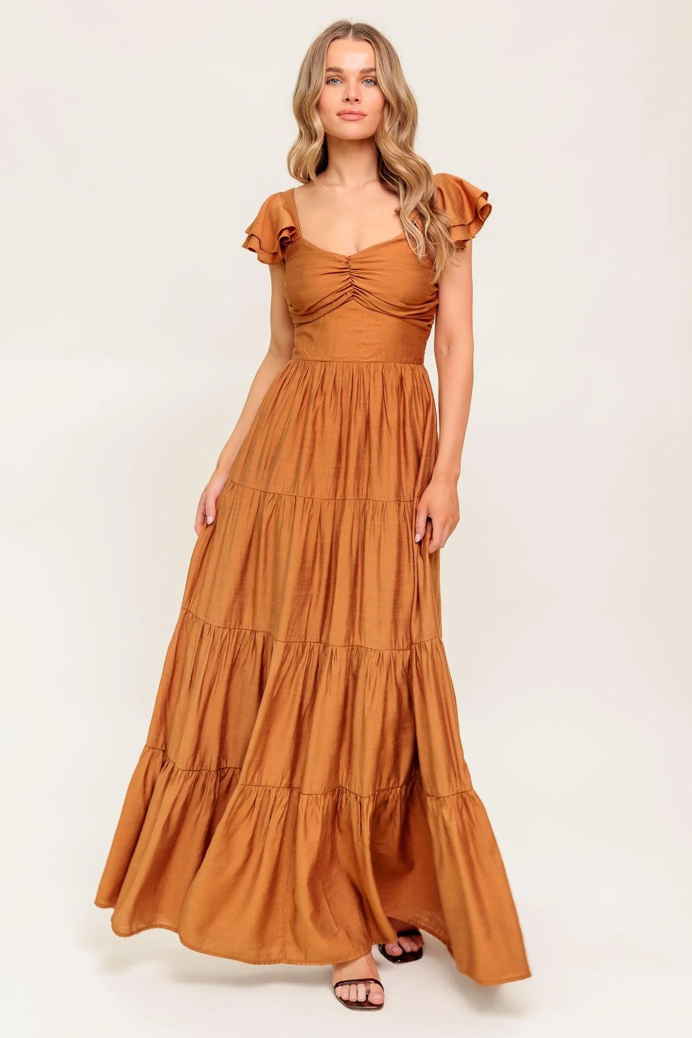 Soft Summer Milk Rust Woven Maxi Dress Trendy