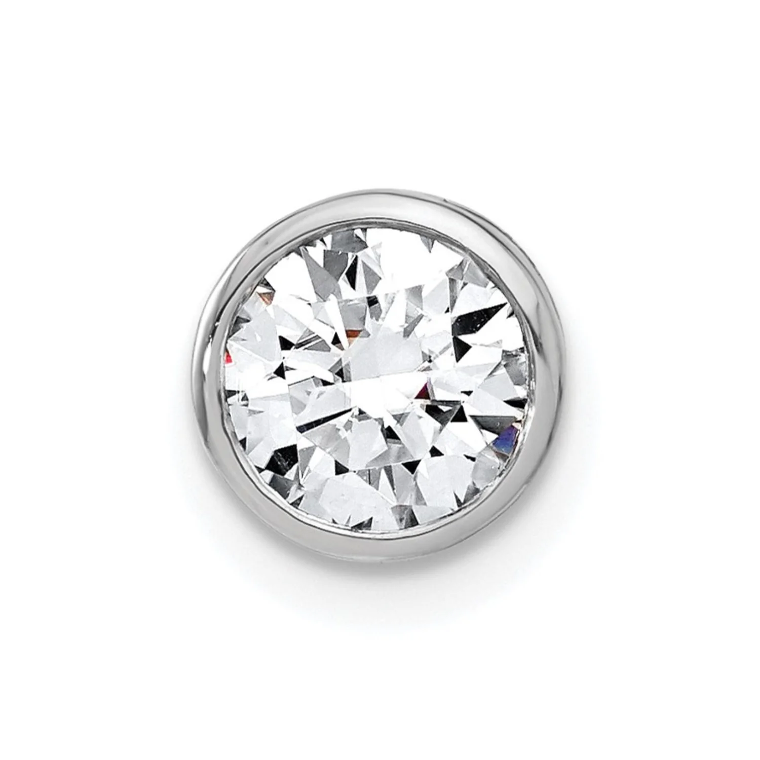 Classic 14k White Gold Round Lab Grown Diamond Bezel Chain Slide Pendant 1 ct Fashionable