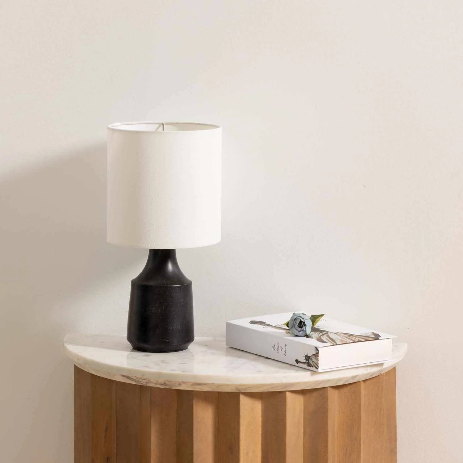 Optimized Canayan Black and Natural Resin Table Lamp Specialty