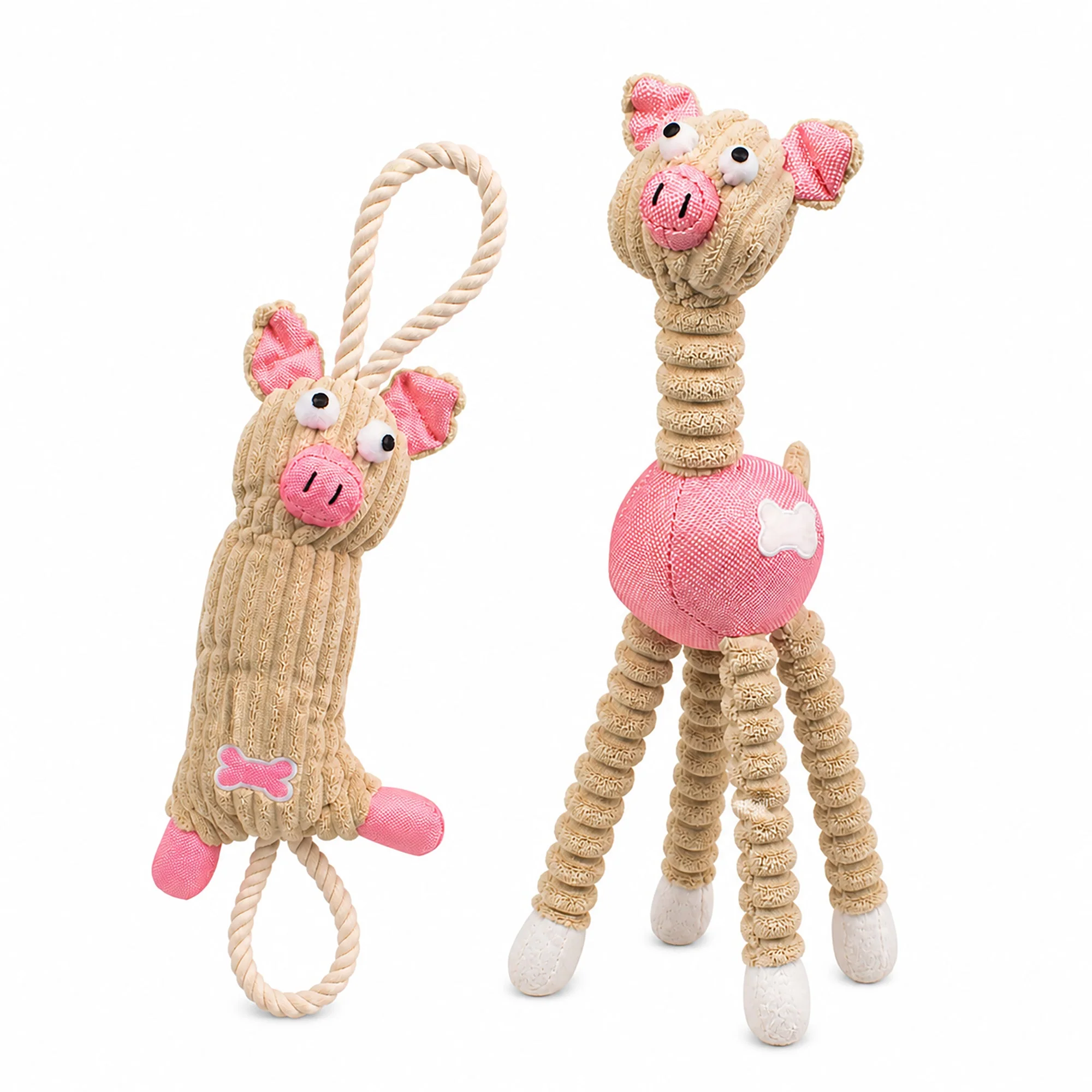 Authentic Pet Life ® 2-Piece Eco-Friendly Recyclable Jute Rope and Plush Dog Toy Set Flexible