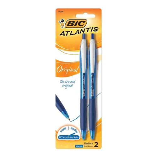 Authentic Bic Atlantis Ball Pen Medium Point Blue Retractable Organic