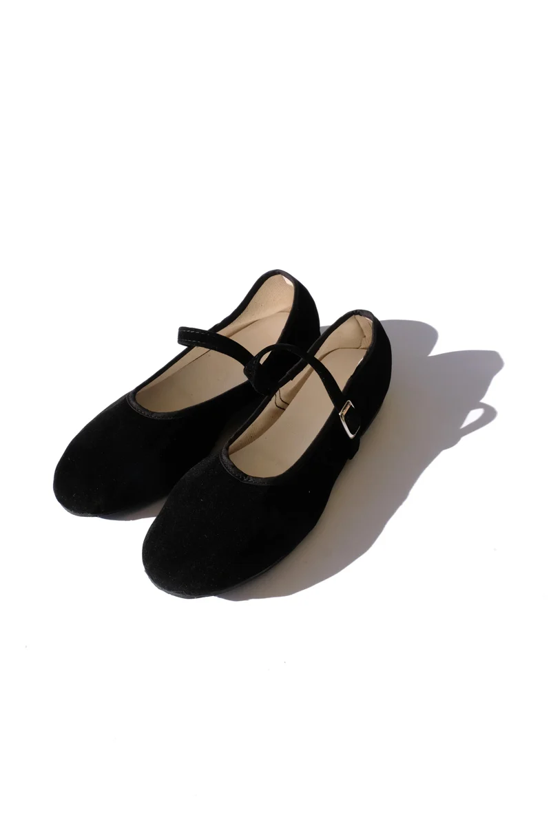 Carefully Designed mary jane flats - velvet black Reusable