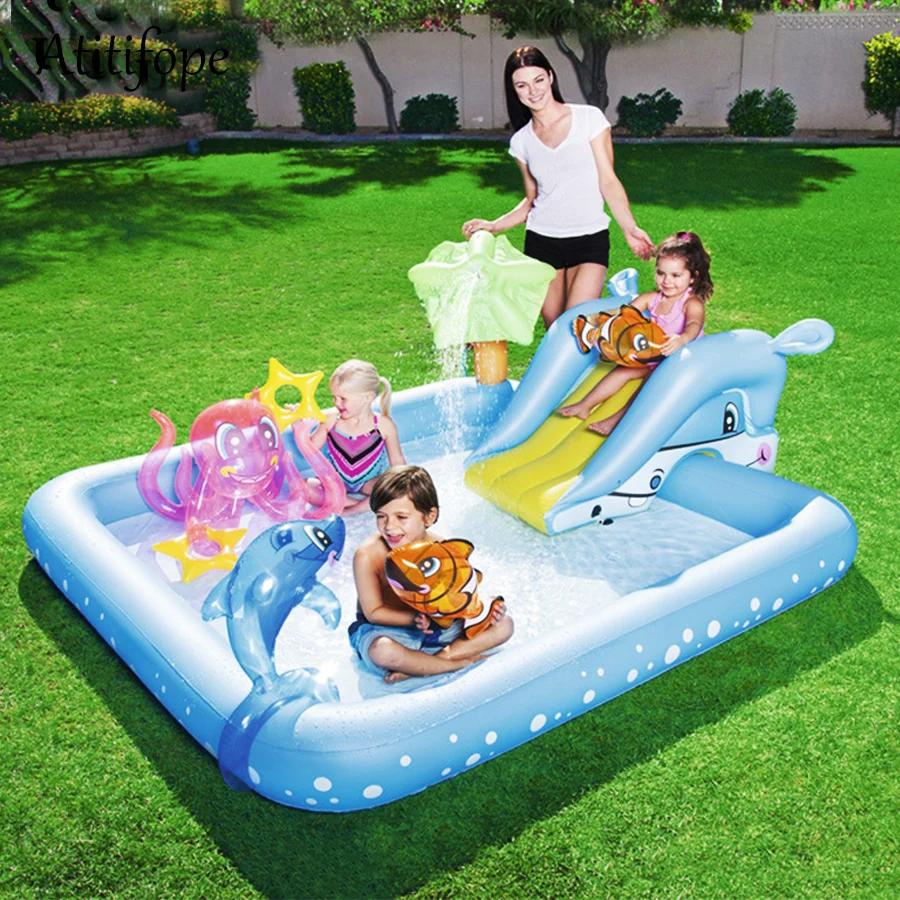 Organic Kids Backyard Inflatable Blow Up Water Slide Pool Unique