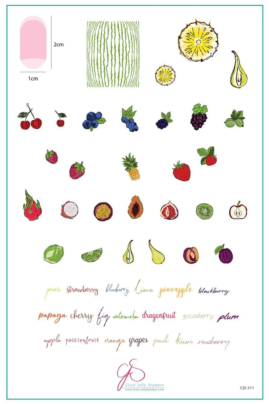 Durable Fruit Cocktail Collection - Tropical Sensation CjS-211 - Clear Jelly Stamping Plate Sophisticated
